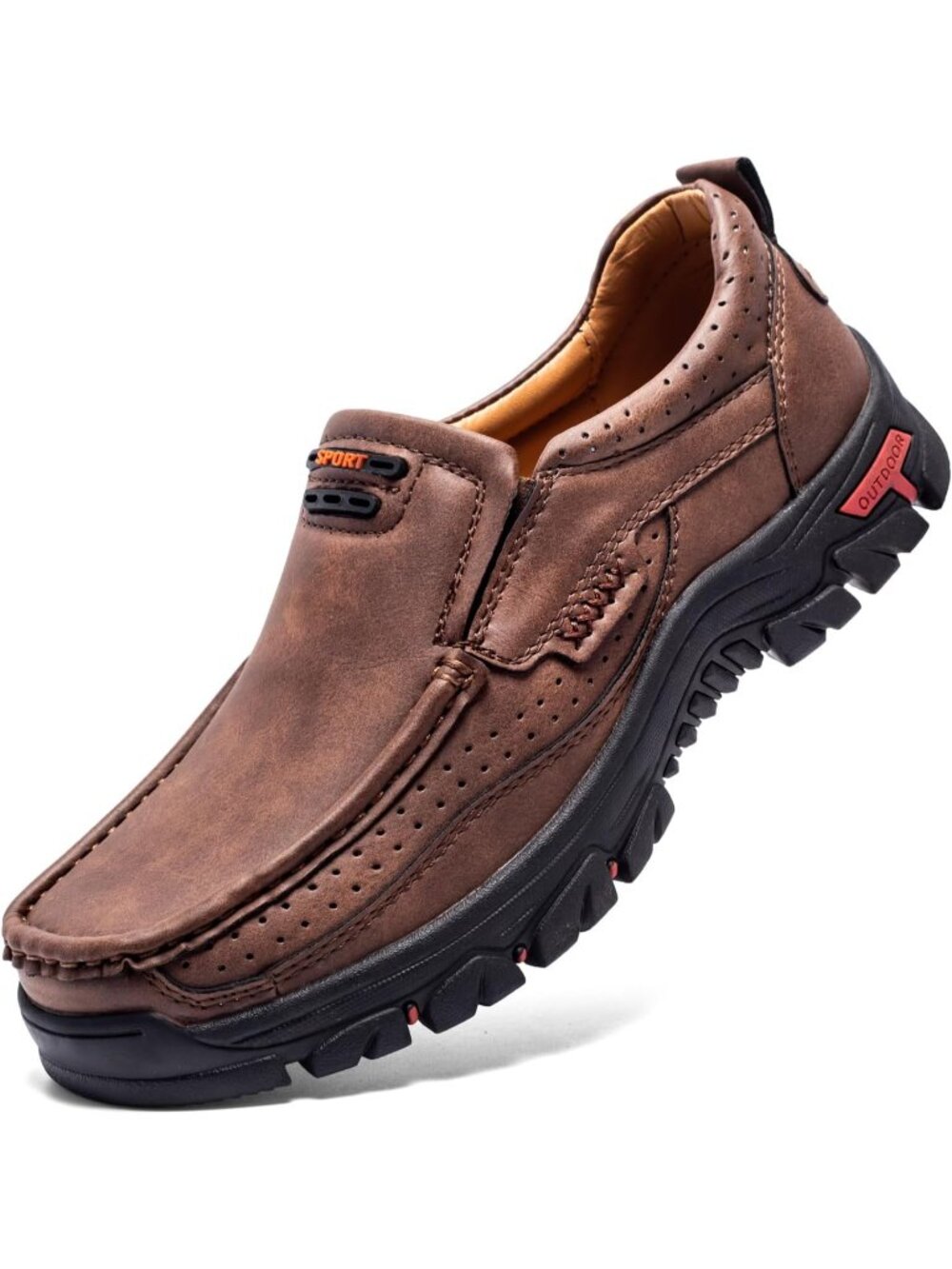 👑Men's Leather Brown Boots Handmade Boots Daily Casual Work Office Shoes